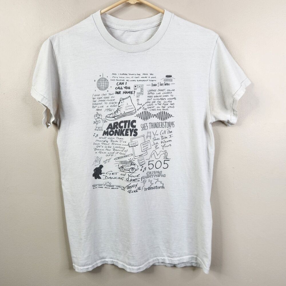 Arctic Monkeys Short Sleeve Song Title And Lyrics Graphic Crew Neck Tee Small